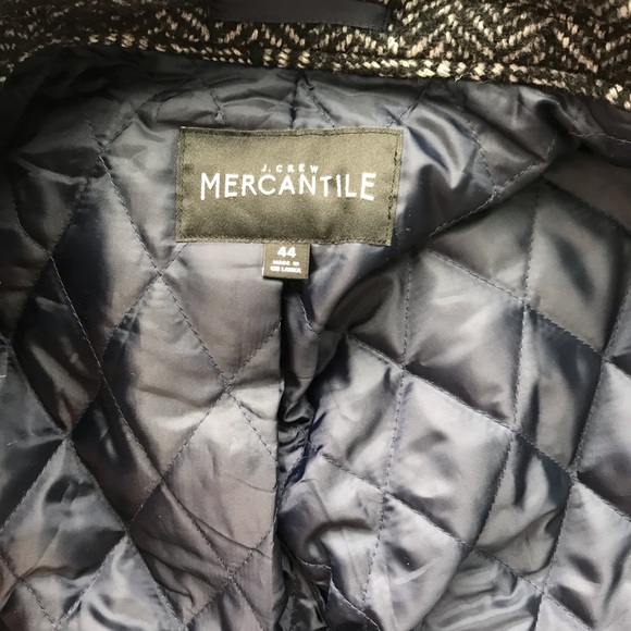 J. Crew Mercantile Herringbone Coat, size 44, white/black, Wool Blend - Picture 5 of 8